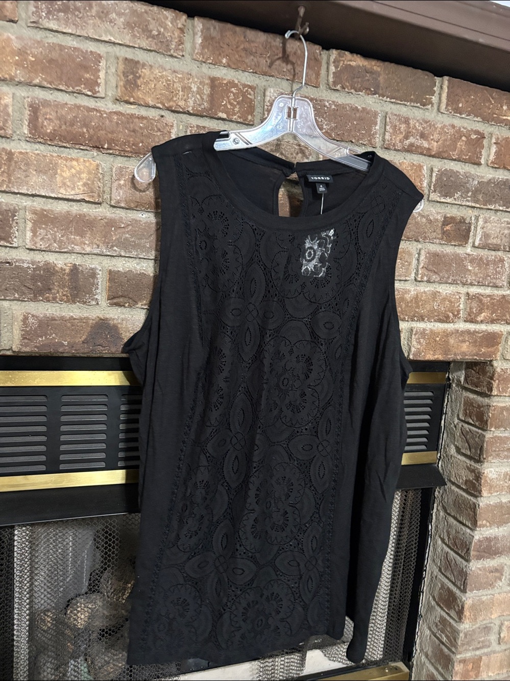 Torrid Black Lace-Front See Through Sleeveless Tank Top Size 4X NWT - Picture 2 of 11
